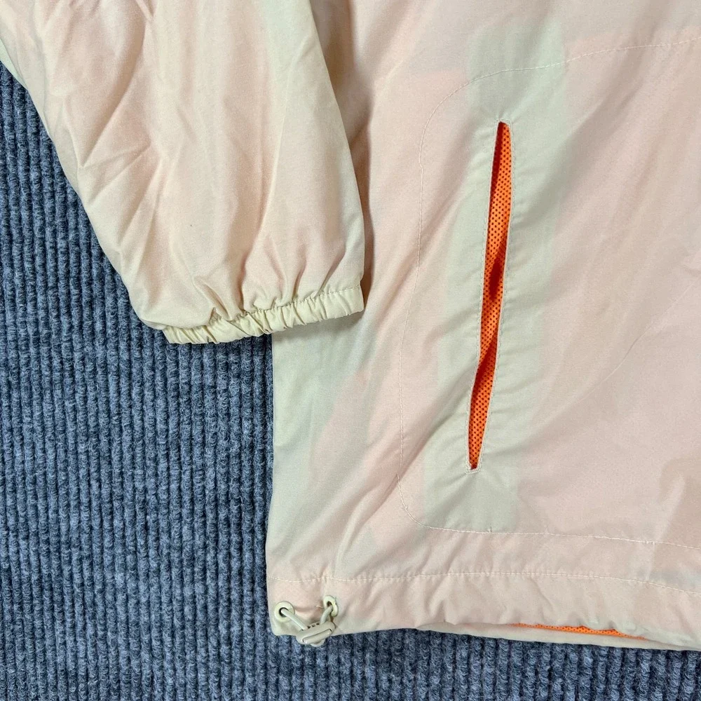 Vintage Nike Jacket Mens Medium Beige‎ Orange Mesh Lined 1/2 Zip Hooded